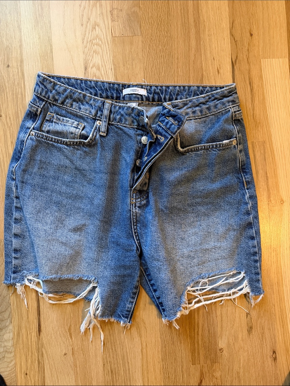 Forever 21 Distressed Blue Denim Cutoff Shorts